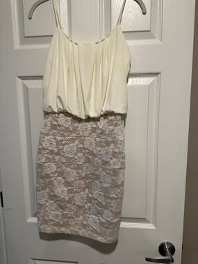 Ivory Spaghetti Strap Dress with Lace
